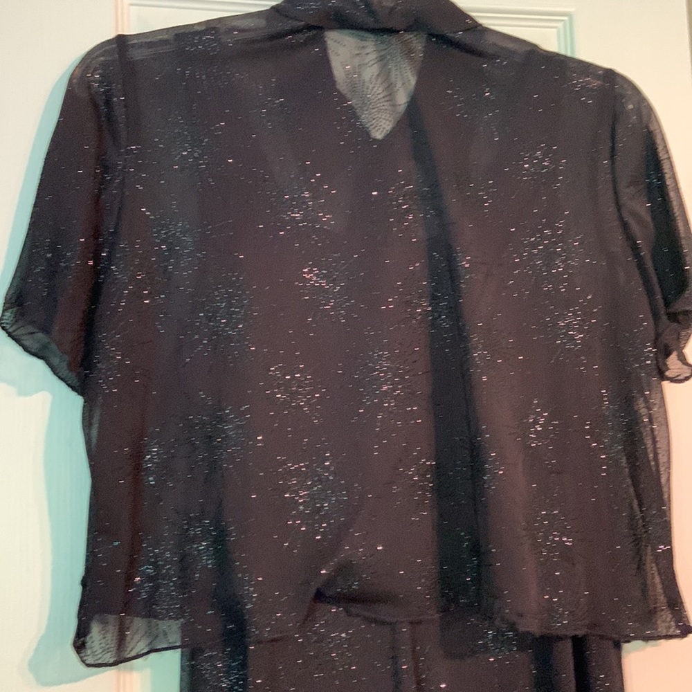 Beautiful vintage dress and top set - black sheer with silver embellishments - Picture 7 of 7